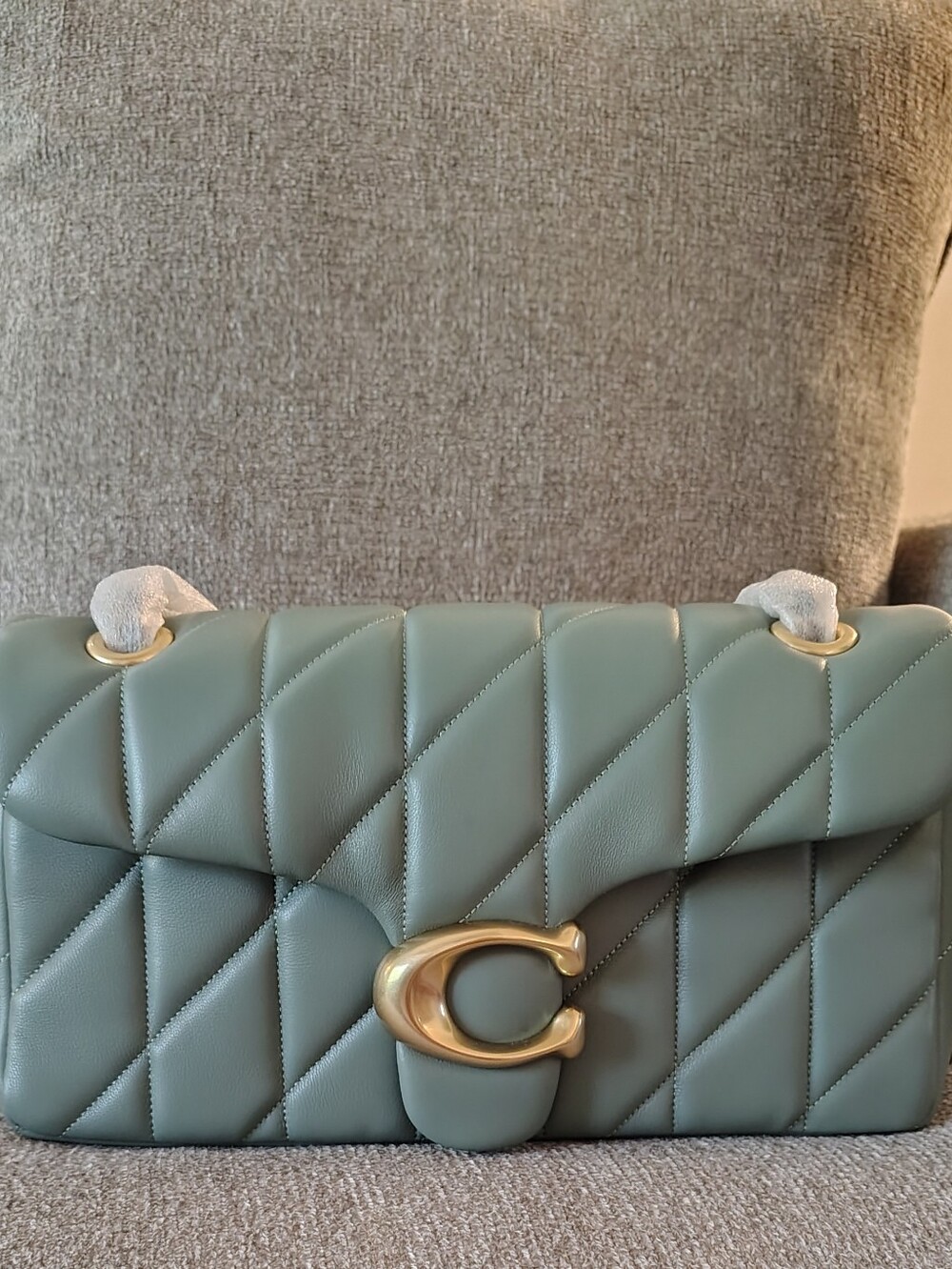 Coach Quilted Sage Green Tabby 26 Shoulder Bag with Gold Hardware
